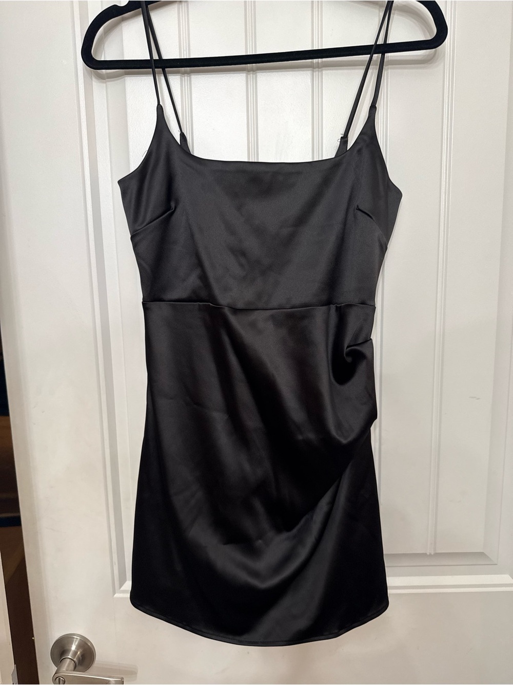 Zara Black Satin Mini Slip Dress